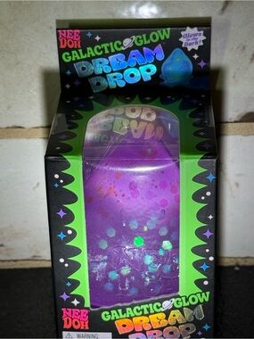 NeeDoh Galactic Glow Dream Drop - Purple Glow in the dark. Glitter Stress Toy